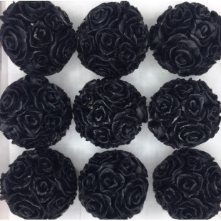 Черный цвет. Розы шарики в коробочке  350 гр