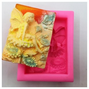 3D Силиконовая форма для мыла. Фея на цветке. 90 гр. № 18