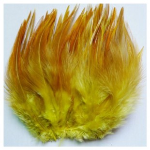 20 шт. Желтый цвет. Перо петуха 11-15 см. 2-х цветное