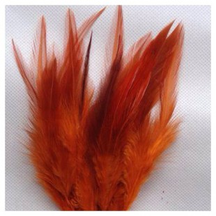 20 шт. Оранжевый цвет. Перья петуха 5-10 см. Цветные перья
