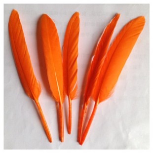 20 шт. Оранжевый цвет. Перо петуха 8-14 см