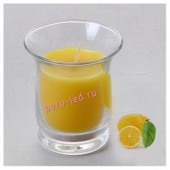 6.5х6.5х7.7 см. Лимон. Свеча ароматическая в стеклянном стакане. 