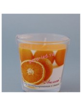 6.5х6.5х6.5 см  Апельсин. Свеча ароматическая в стекле. 